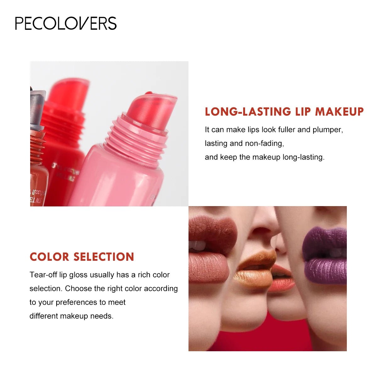 Peel - Off Lip Gloss — 6 Colors Waterproof Long - Lasting Moisturizing Non - Stick Liquid Lip Gloss - Mzunye