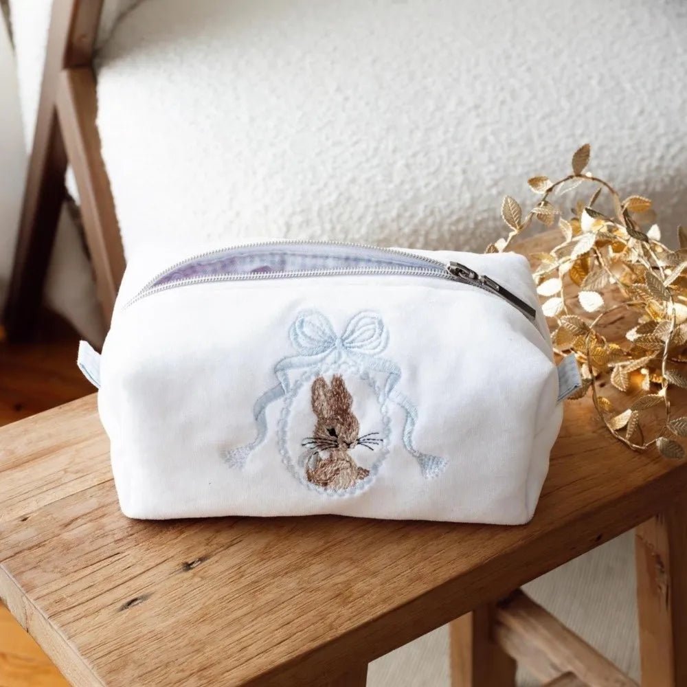 Rabbit Lace Bow Makeup Bag — Large Capacity Cosmetic Organizer | Pink - Mzunye
