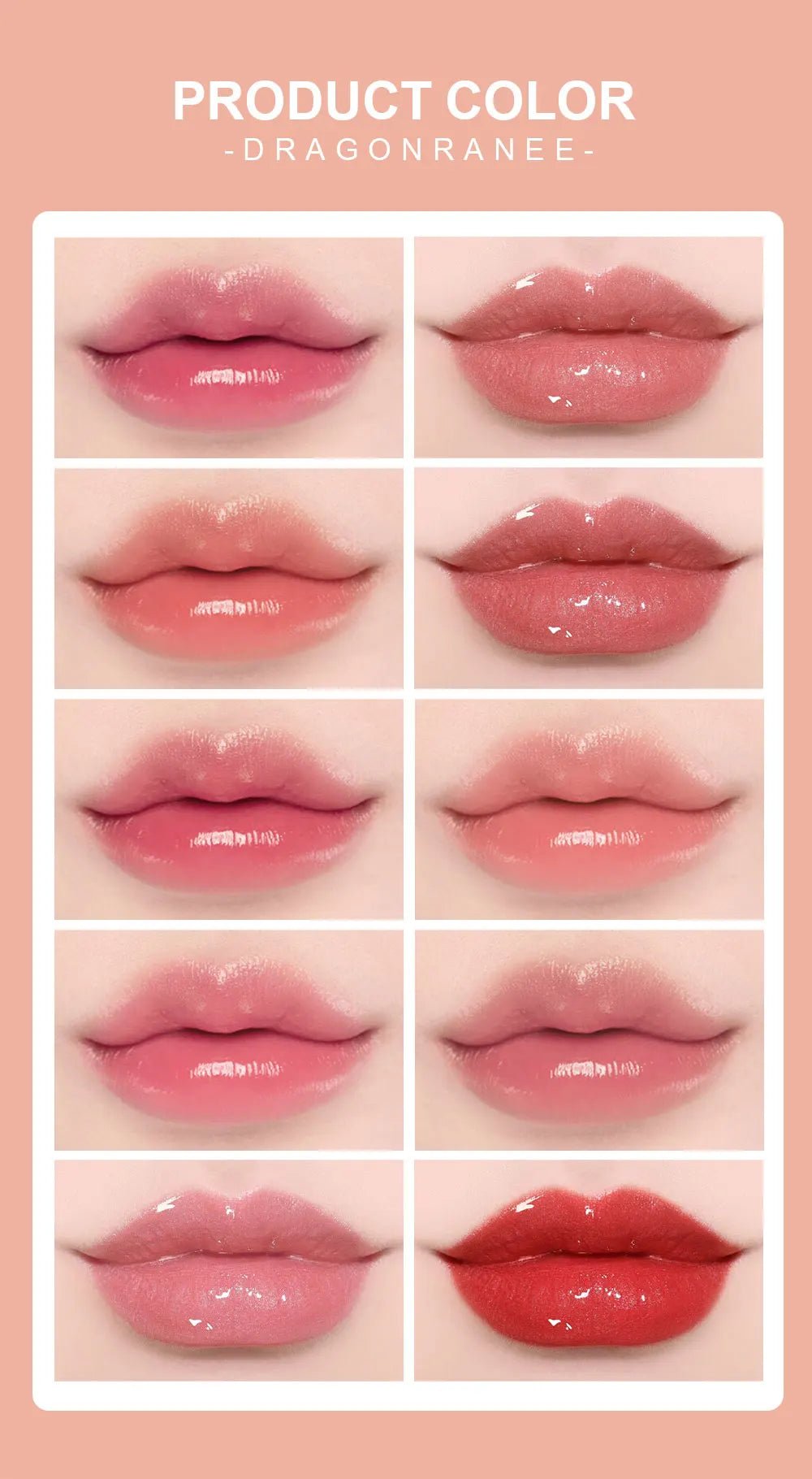 Shimmer Glass Lip Gloss Set — 10 Piece Pearlescent Non - Stick Collection - Mzunye