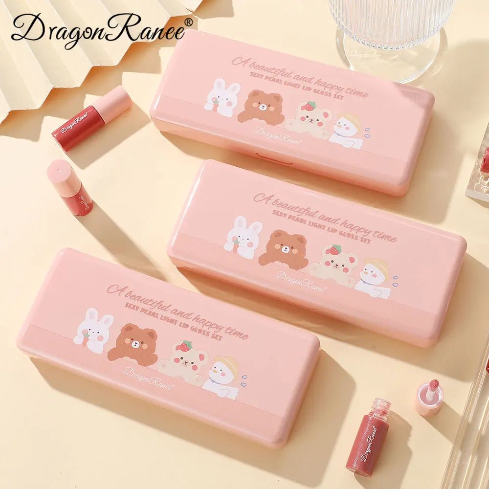 Shimmer Glass Lip Gloss Set — 10 Piece Pearlescent Non - Stick Collection - Mzunye