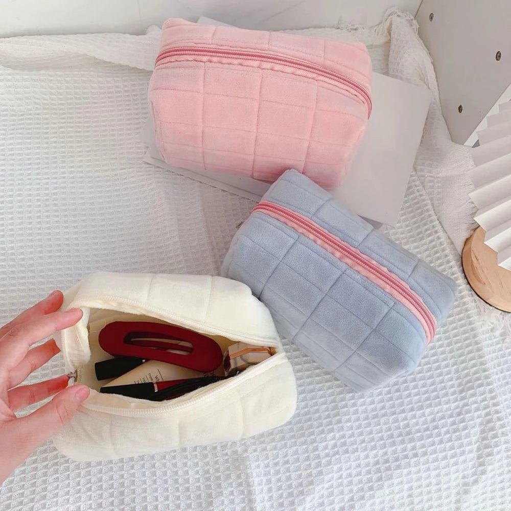 Soft Plush Cosmetic Bag – Portable Travel Makeup & Toiletry Organizer - Mzunye