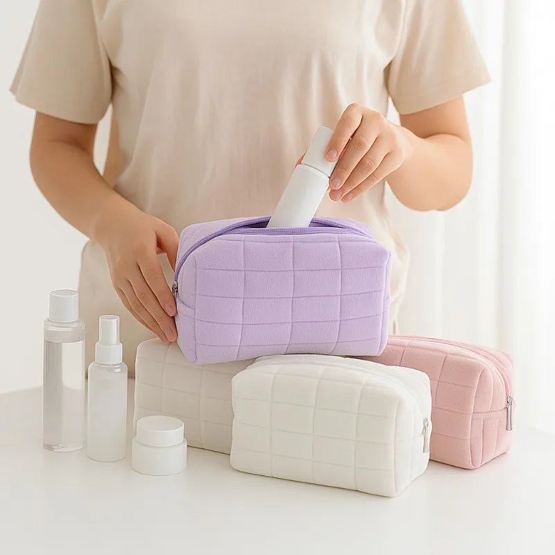 Soft Plush Cosmetic Bag – Small Portable Travel Makeup & Toiletry Pouch - Mzunye