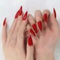 Stiletto Press - On Nails — Bold Red Glossy Finish Acrylic Fake Nails - Mzunye