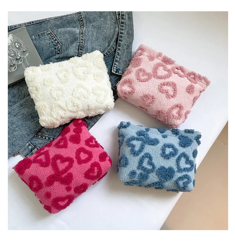 Sweet Heart Jacquard Cosmetic Bag – Soft Travel Makeup & Storage Clutch - Mzunye
