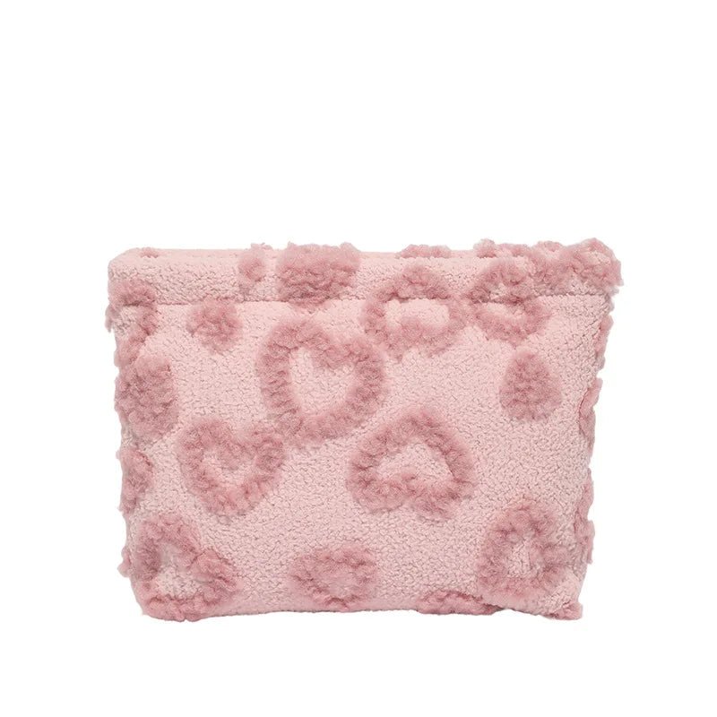 Sweet Heart Jacquard Cosmetic Bag – Soft Travel Makeup & Storage Clutch - Mzunye