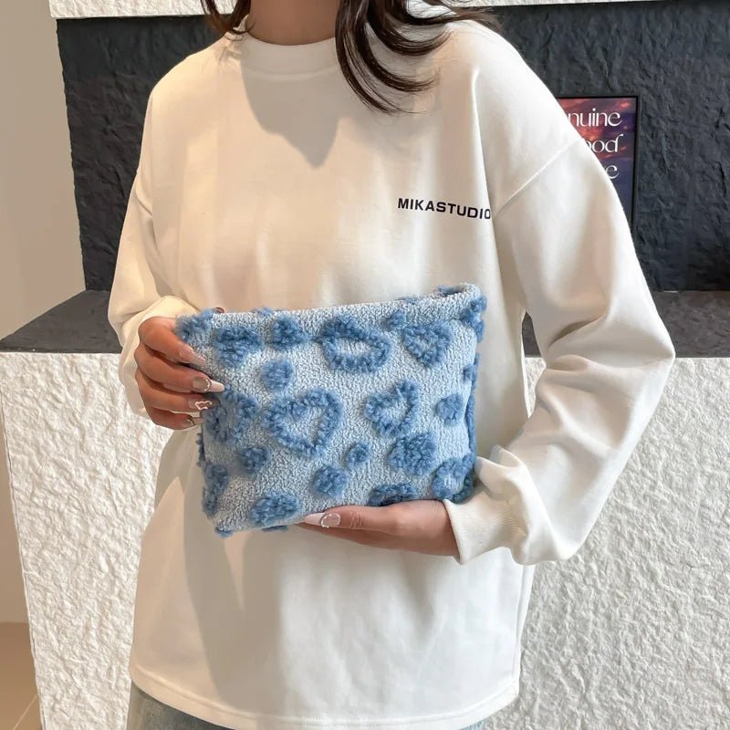 Sweet Heart Jacquard Cosmetic Bag – Soft Travel Makeup & Storage Clutch - Mzunye