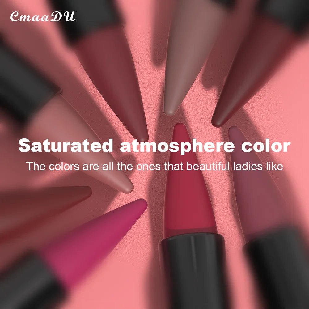 Velvet Matte Lipstick Pencil — Waterproof Long - Lasting Beige Red Brown Non - Sticky Lip Liner Gloss - Mzunye