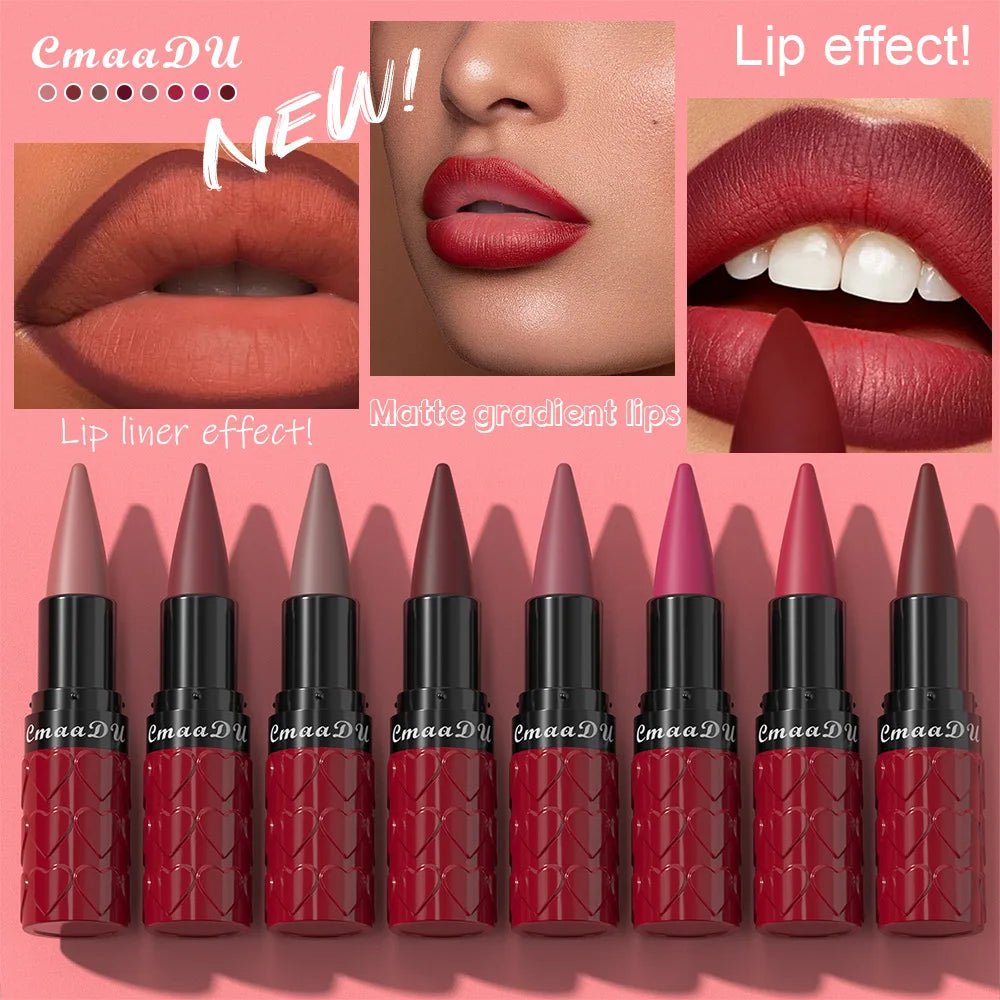 Velvet Matte Lipstick Pencil — Waterproof Long - Lasting Beige Red Brown Non - Sticky Lip Liner Gloss - Mzunye