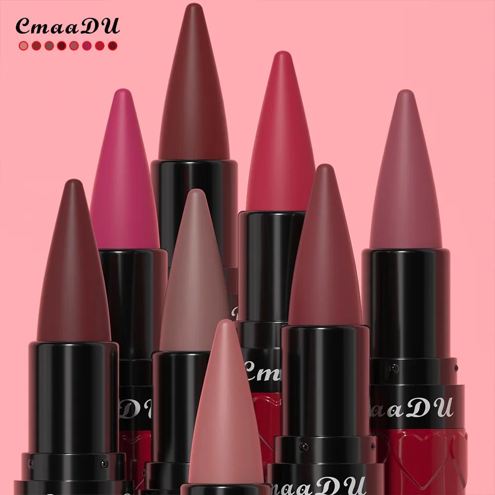 Velvet Matte Lipstick Pencil — Waterproof Long - Lasting Beige Red Brown Non - Sticky Lip Liner Gloss - Mzunye