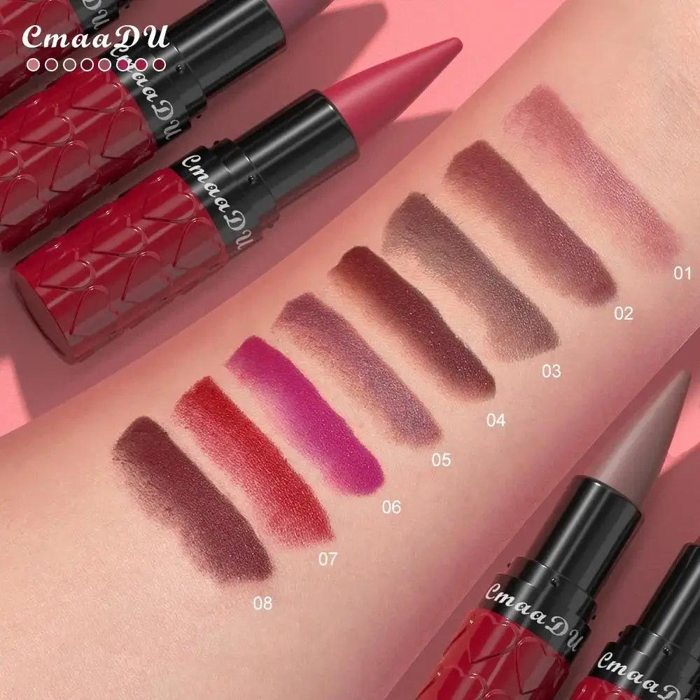 Velvet Matte Lipstick Pencil — Waterproof Long - Lasting Beige Red Brown Non - Sticky Lip Liner Gloss - Mzunye