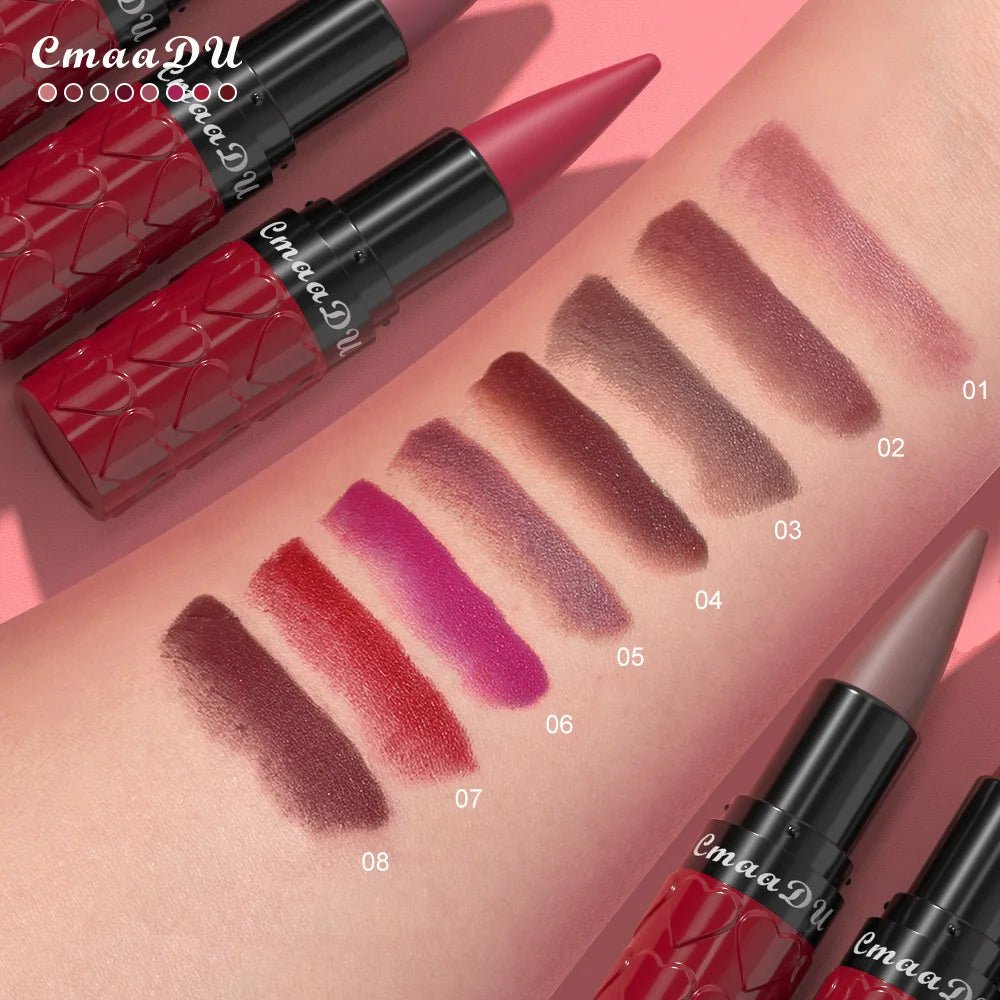 Velvet Matte Lipstick Pencil — Waterproof Long - Lasting Beige Red Brown Non - Sticky Lip Liner Gloss - Mzunye
