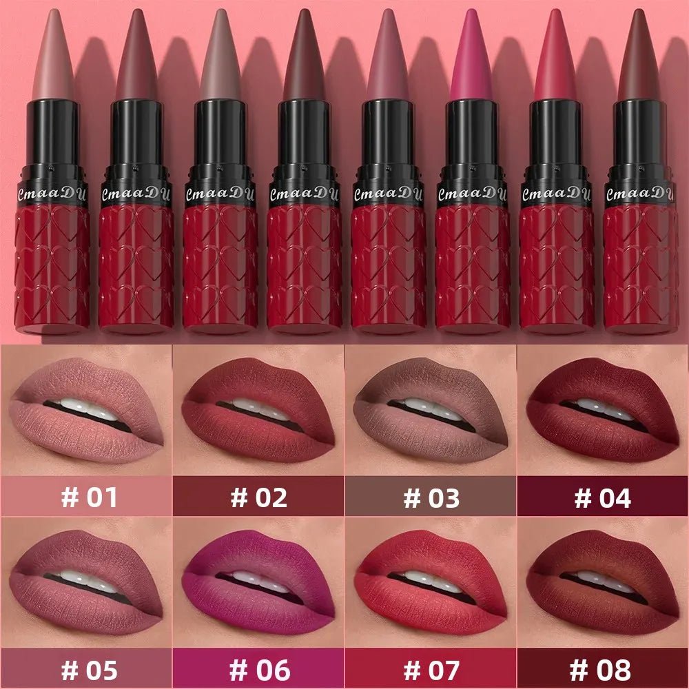 Velvet Matte Lipstick Pencil — Waterproof Long - Lasting Beige Red Brown Non - Sticky Lip Liner Gloss - Mzunye