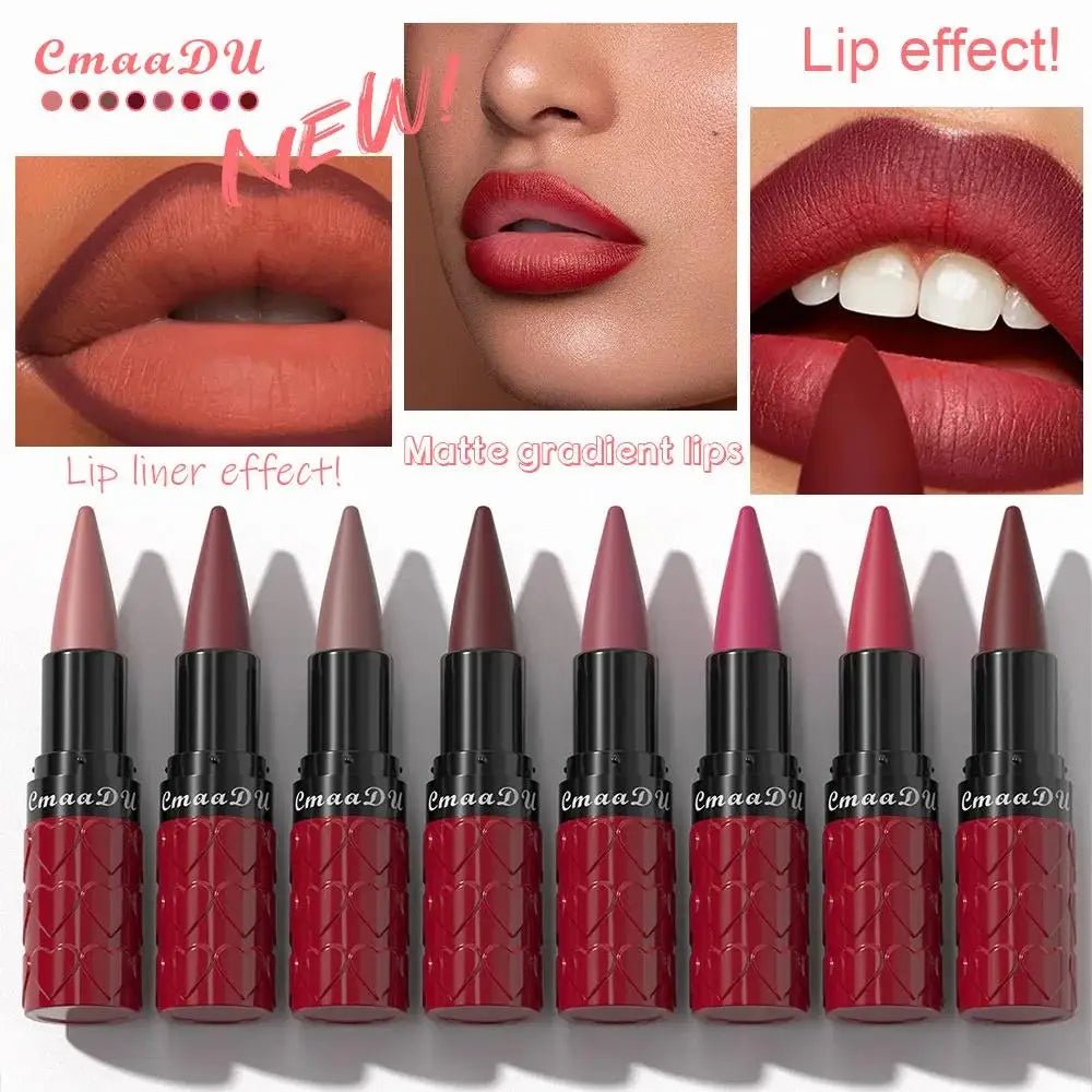 Velvet Matte Lipstick Pencil — Waterproof Long - Lasting Beige Red Brown Non - Sticky Lip Liner Gloss - Mzunye