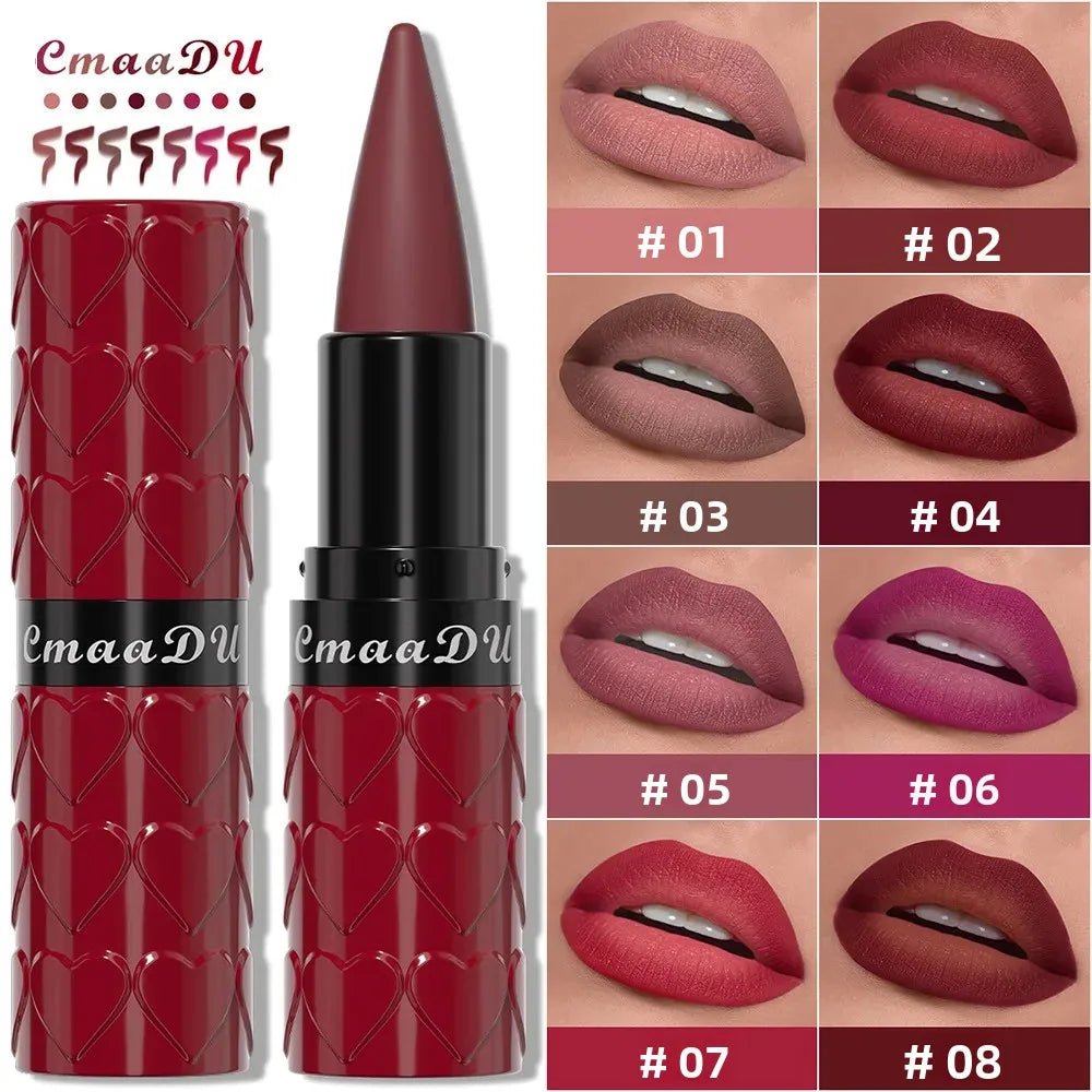 Velvet Matte Lipstick Pencil — Waterproof Long - Lasting Beige Red Brown Non - Sticky Lip Liner Gloss - Mzunye