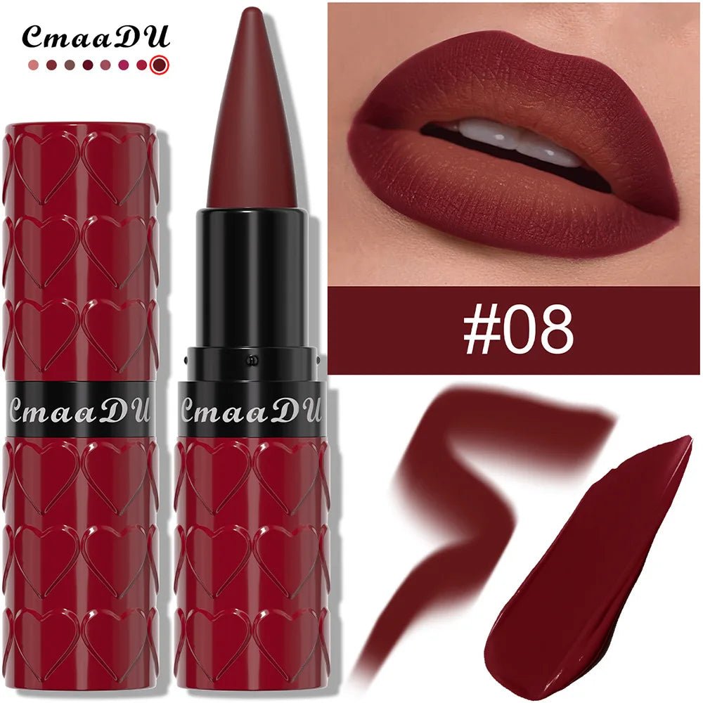 Velvet Matte Lipstick Pencil — Waterproof Long - Lasting Beige Red Brown Non - Sticky Lip Liner Gloss - Mzunye