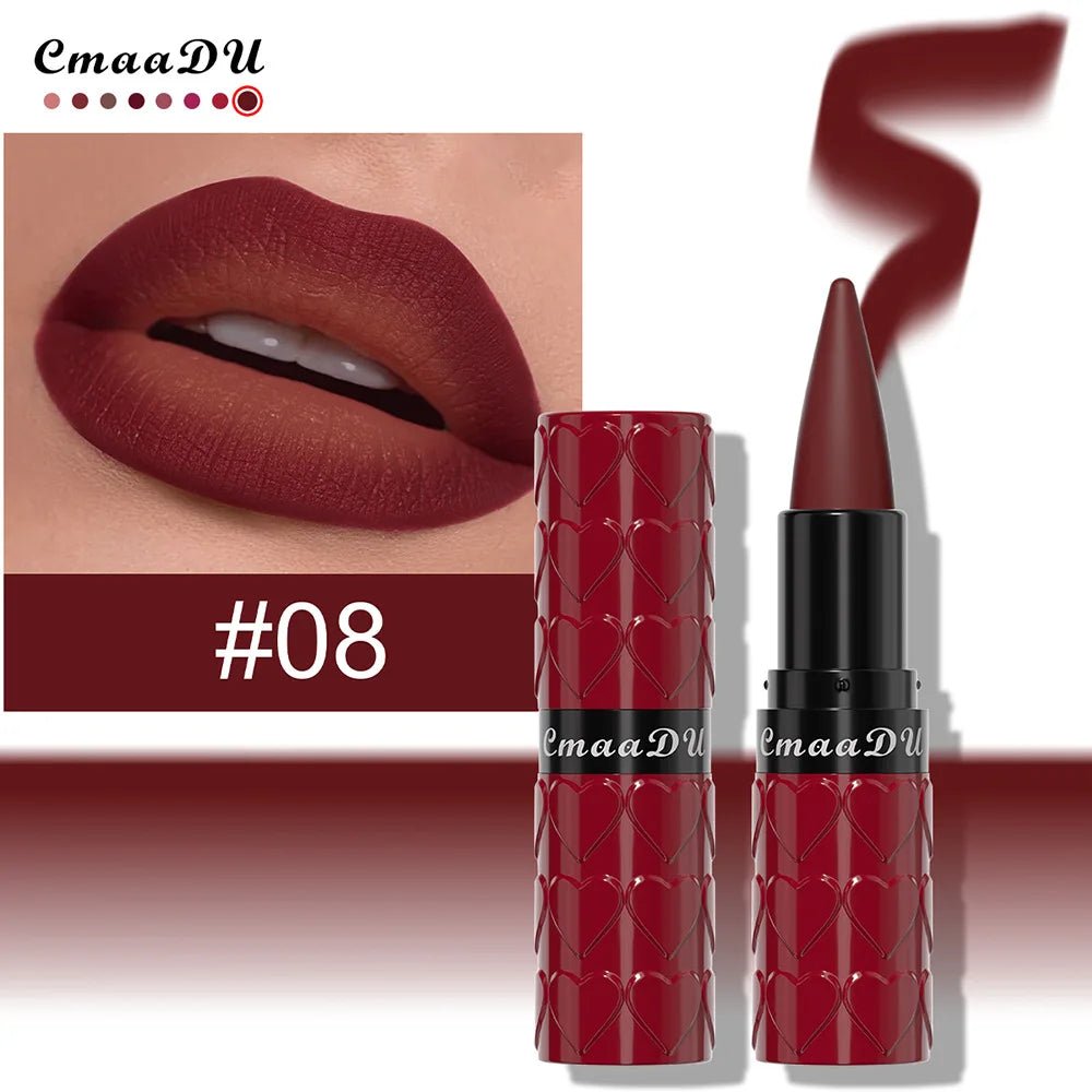 Velvet Matte Lipstick Pencil — Waterproof Long - Lasting Beige Red Brown Non - Sticky Lip Liner Gloss - Mzunye