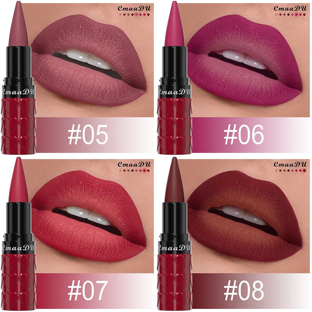 Velvet Matte Lipstick Pencil — Waterproof Long - Lasting Beige Red Brown Non - Sticky Lip Liner Gloss - Mzunye