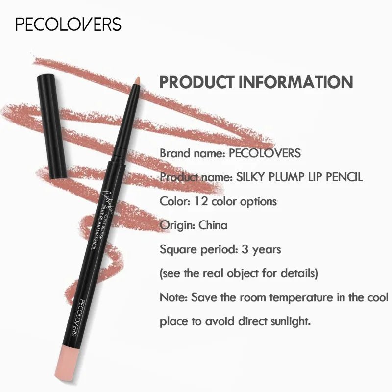 Waterproof Matte Lip Liner Pencil — Long - Lasting Contour Tint Lipstick in 12 Colors - Mzunye