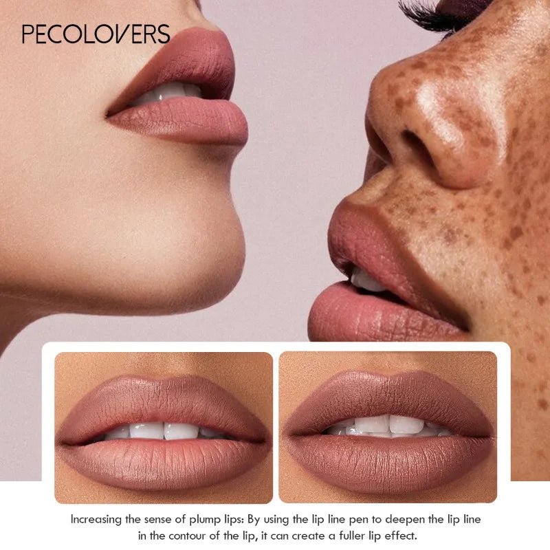 Waterproof Matte Lip Liner Pencil — Long - Lasting Contour Tint Lipstick in 12 Colors - Mzunye