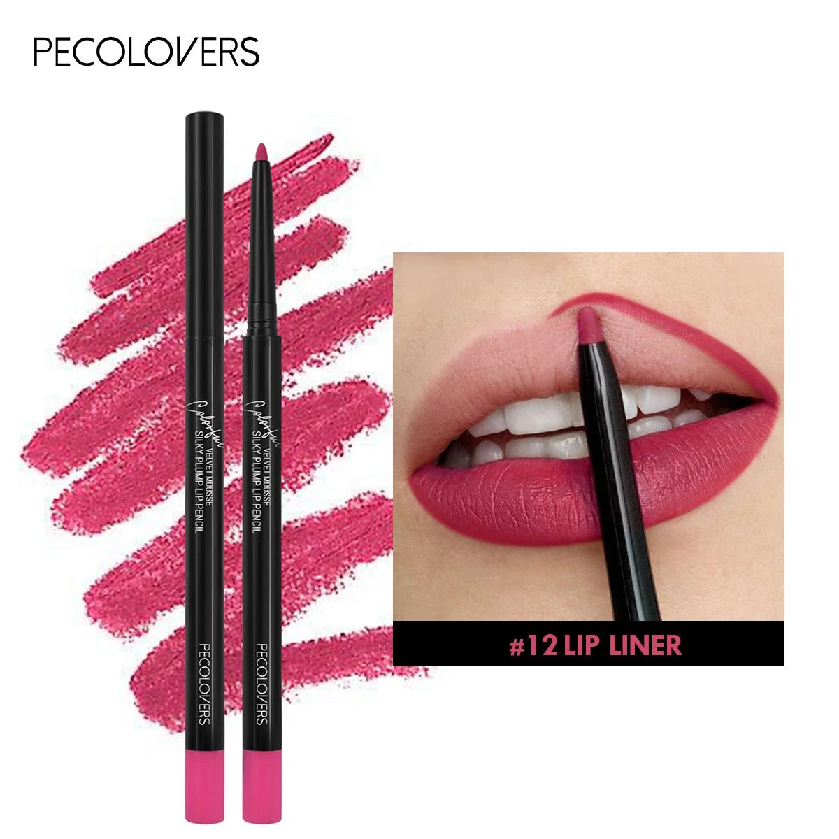 Waterproof Matte Lip Liner Pencil — Long - Lasting Contour Tint Lipstick in 12 Colors - Mzunye