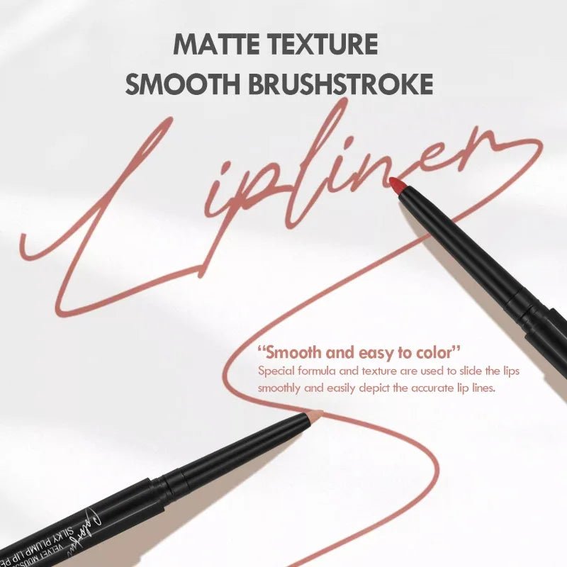 Waterproof Matte Lip Liner Pencil — Long - Lasting Contour Tint Lipstick in 12 Colors - Mzunye