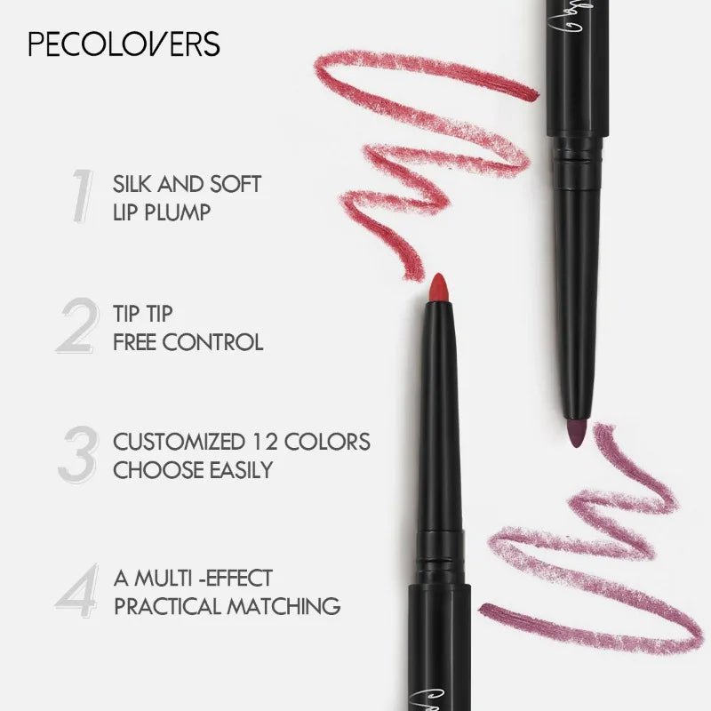 Waterproof Matte Lip Liner Pencil — Long - Lasting Contour Tint Lipstick in 12 Colors - Mzunye