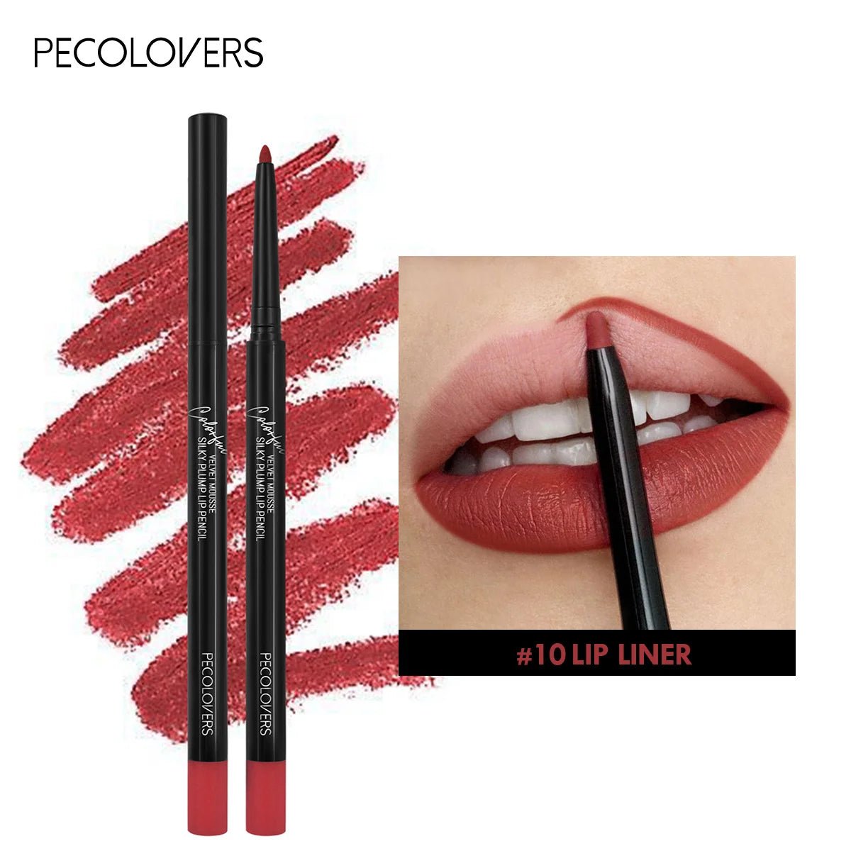 Waterproof Matte Lip Liner Pencil — Long - Lasting Contour Tint Lipstick in 12 Colors - Mzunye