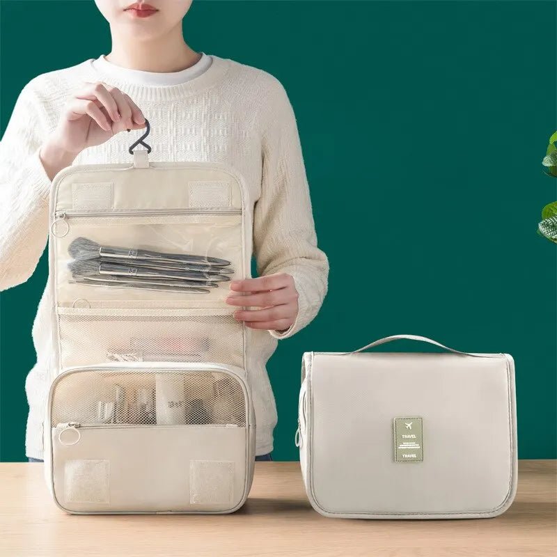 Waterproof Travel Makeup Bag – Hanging Toiletry Organizer with Hook - Mzunye
