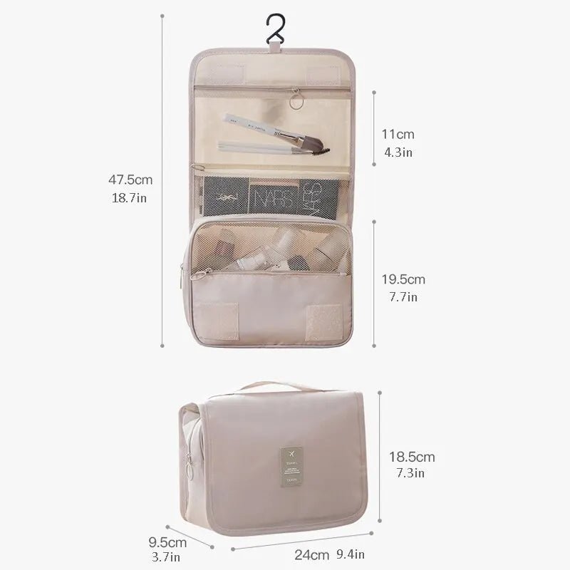 Waterproof Travel Makeup Bag – Hanging Toiletry Organizer with Hook - Mzunye