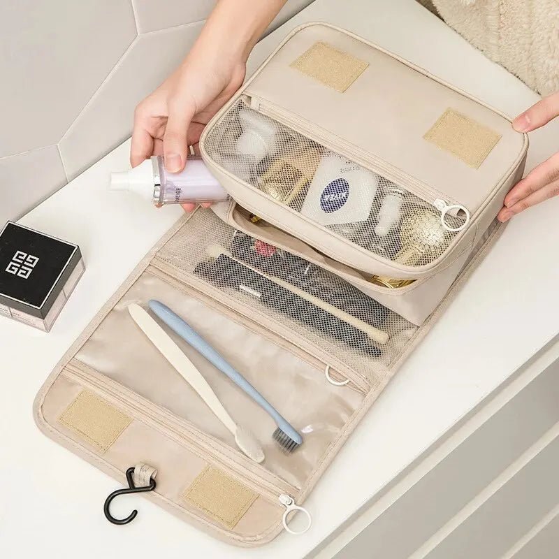 Waterproof Travel Makeup Bag – Hanging Toiletry Organizer with Hook - Mzunye