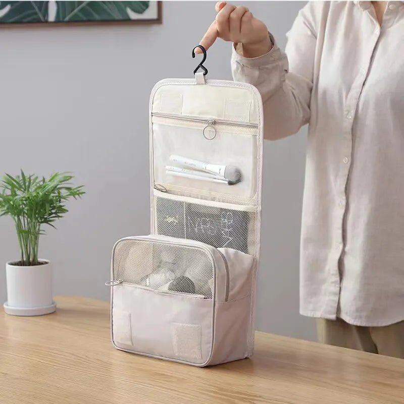 Waterproof Travel Makeup Bag – Hanging Toiletry Organizer with Hook - Mzunye