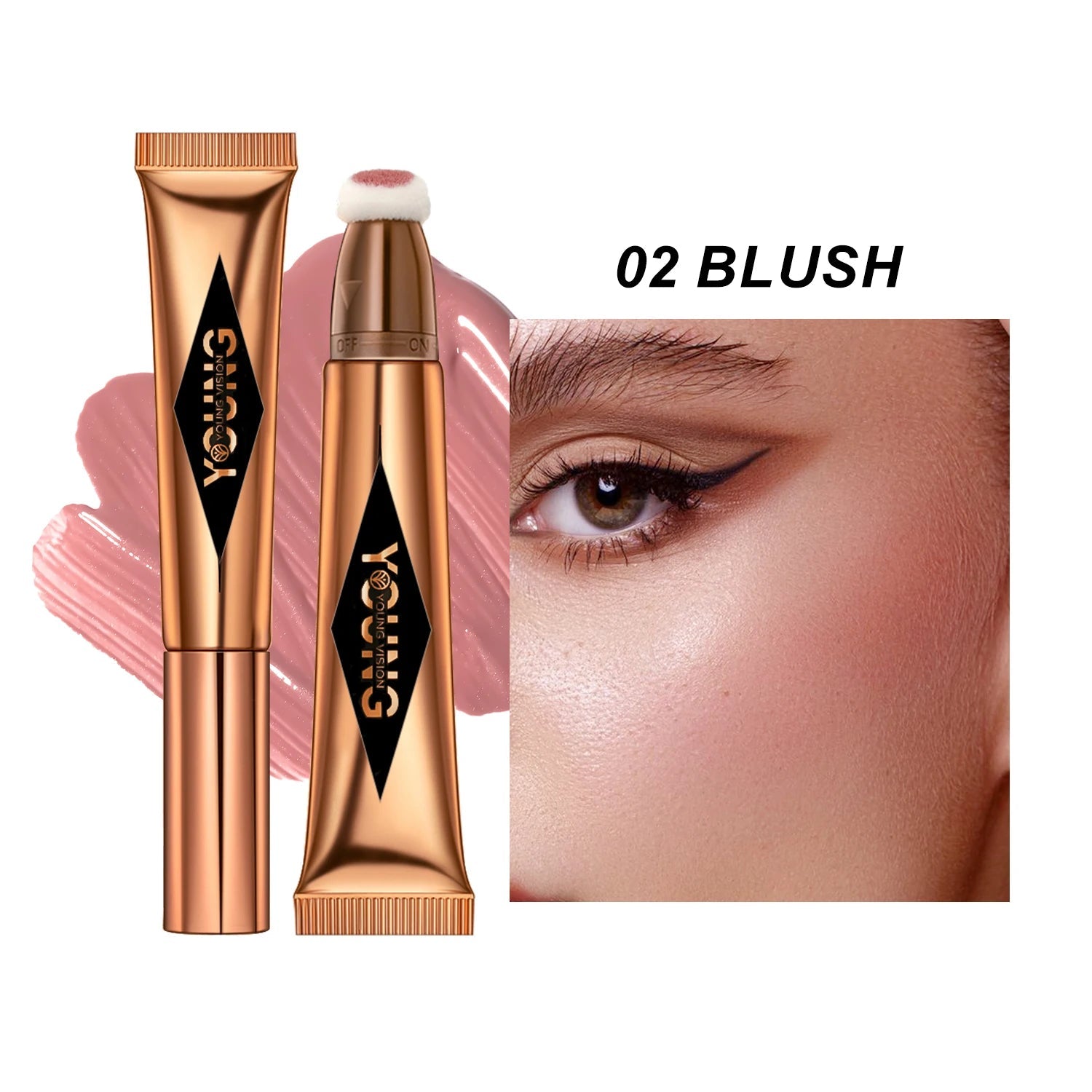 YOUNG VISION Air Cushion Blush — Powder Blusher High Gloss Stick Liquid Rouge in 6 Colors - Mzunye