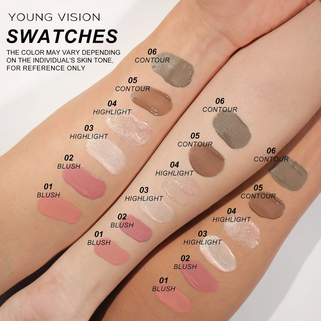 YOUNG VISION Air Cushion Blush — Powder Blusher High Gloss Stick Liquid Rouge in 6 Colors - Mzunye