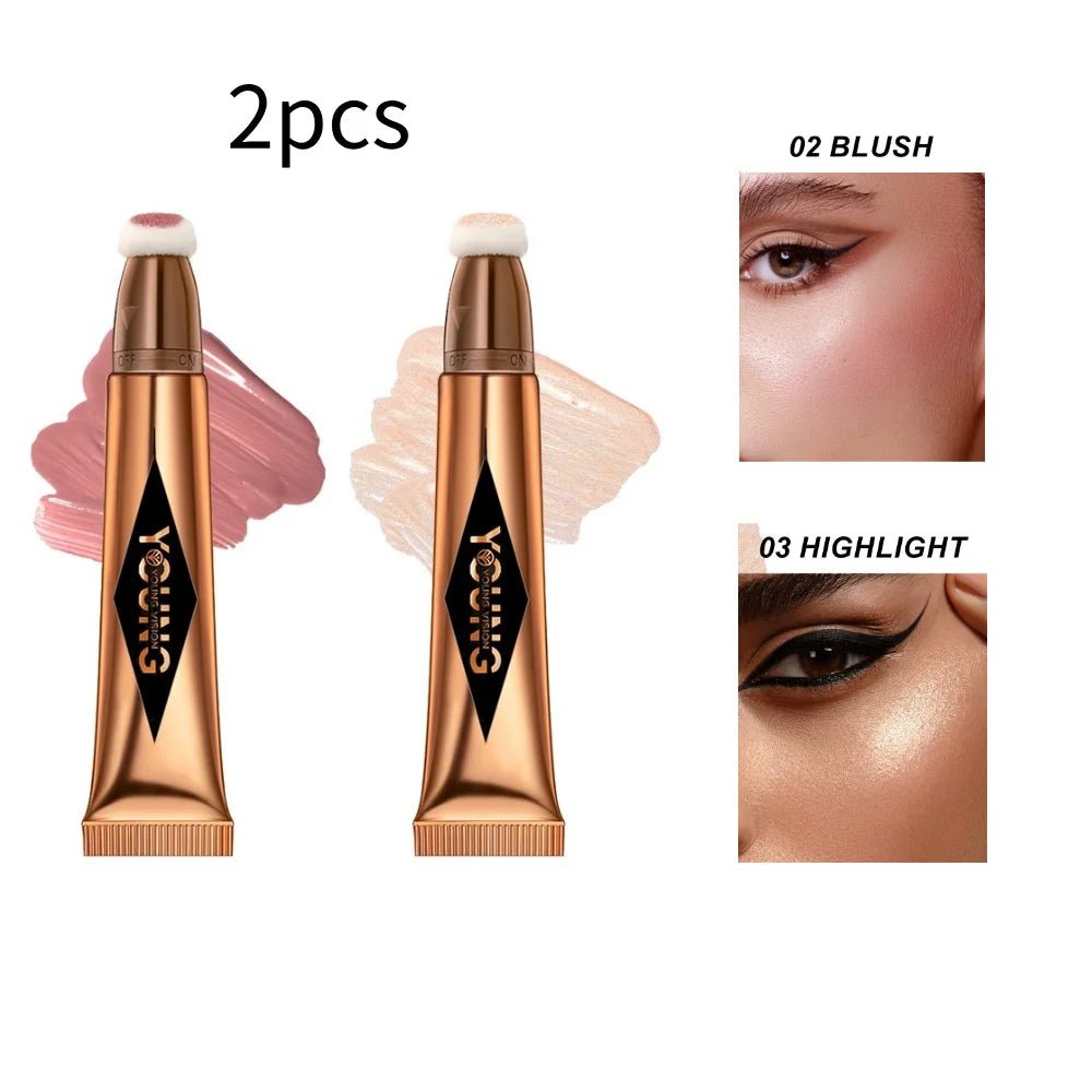 YOUNG VISION Air Cushion Blush — Powder Blusher High Gloss Stick Liquid Rouge in 6 Colors - Mzunye