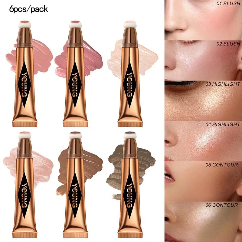YOUNG VISION Air Cushion Blush — Powder Blusher High Gloss Stick Liquid Rouge in 6 Colors - Mzunye